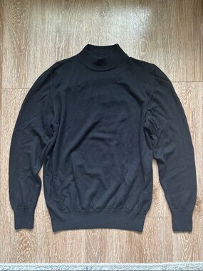 Woolmark Pura Lana Vergine Black Wool Mock Neck Sweater, size small (?)